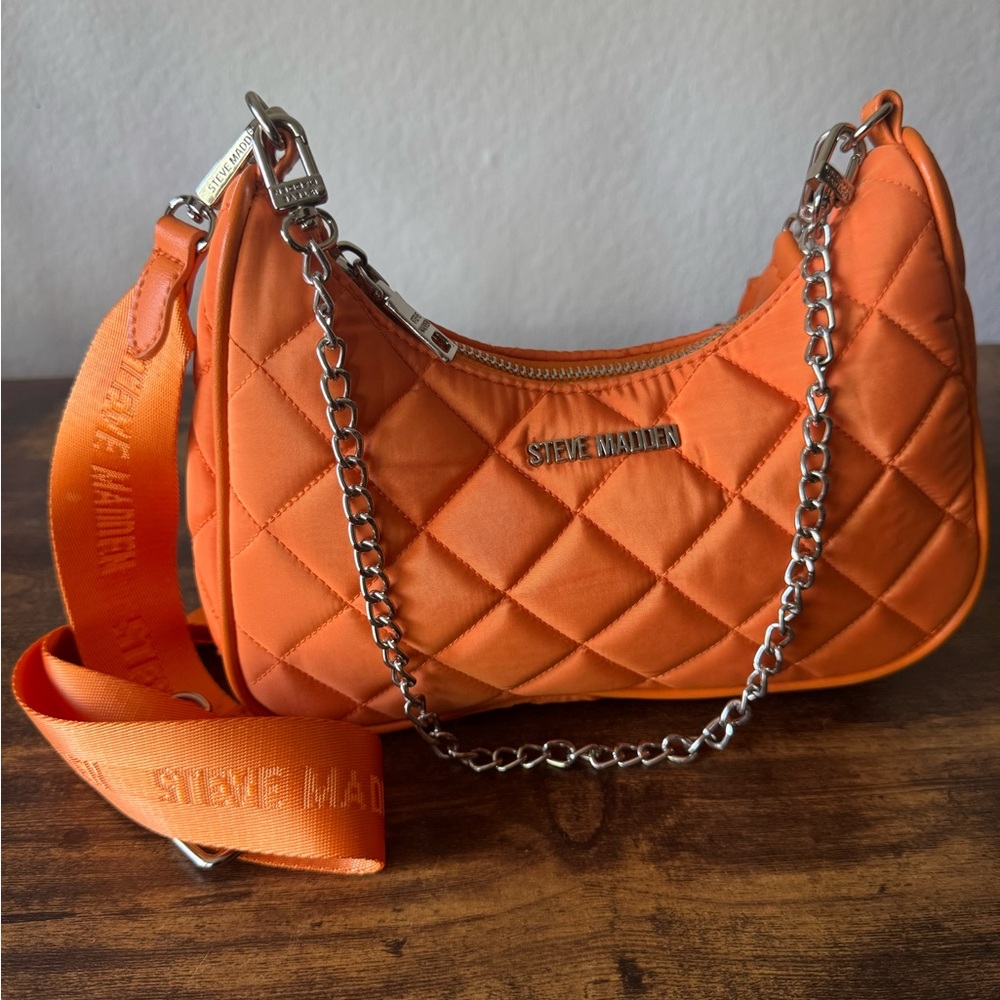 Steve Madden Vibrant Orange Quilted Shoulder Bag